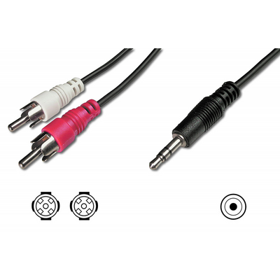 Assmann Audio adapter cable, stereo 3.5mm - 2x RCA 1,5m Black