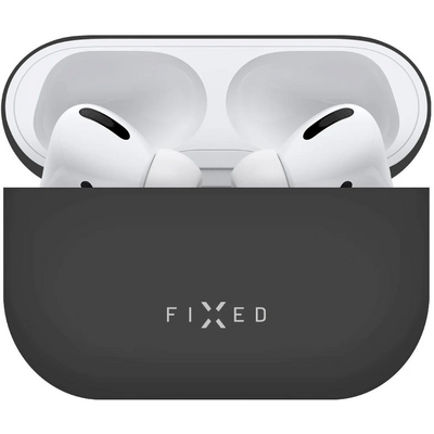 FIXED Silky szilikon tok Apple Airpods Pro fülhallgatóhoz, fekete