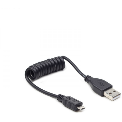 Gembird CC-MUSB2C-AMBM-0.6M coiled microUSB cable 0,6m Black