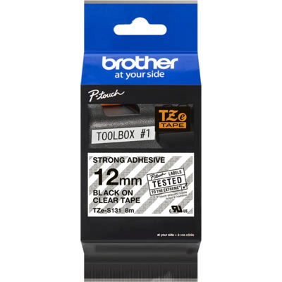 Brother TZE-S131 laminált P-touch szalag (12mm) Black on Clear - 8m