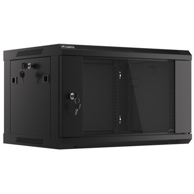 NET 19" fali rack szekrény 6U/600X450 üvegajtó, lapraszerelt, fekete V2