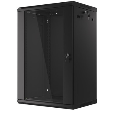 NET 19" fali rack szekrény 18U/600X450 üvegajtó, lapraszerelt, fekete V2