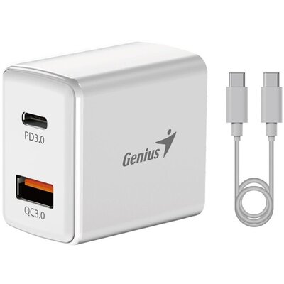 Genius PD-20ACP 20W USB/Type-C fehér hálózati adapter + kábel