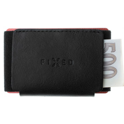 FIXED Real Leather Tiny Wallet Fekete
