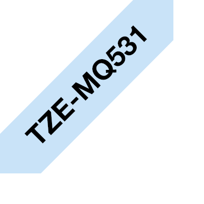 BROTHER szalag TZe-MQ531, Pasztell kék alapon Fekete, Laminált, 12mm 0.47", 4 méter