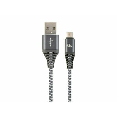Gembird CC-USB2B-AMmBM-1M-WB2 Premium cotton braided microUSB charging and data cable 1m Space Grey/White