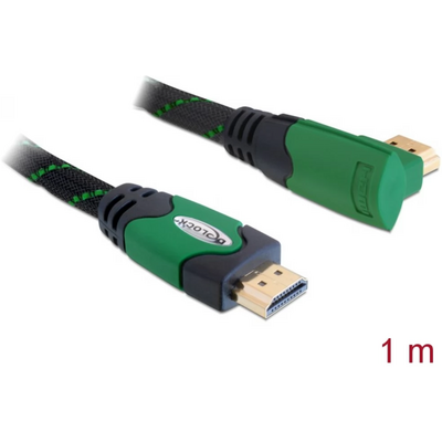 DeLock Cable High Speed HDMI with Ethernet - HDMI A male > HDMI A male angled 4K 1m