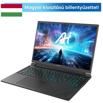 GIGABYTE G6X 9MG 16" WUXGA (165Hz), Intel Core i7-13650HX (14C/4.9Ghz), 16GB, 1TB SSD, RTX 4050, Magyar billentyű