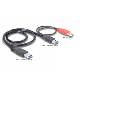 Delock Kábel - 82908 (USB-A 3.0 -> USB-A 3.0 + USB-A 2.0, apa/apa/apa, 60 cm)