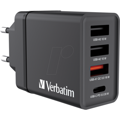 Verbatim 30W 4-Port USB Wall Charger Black