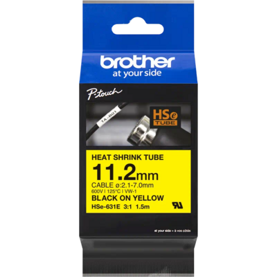 Brother HSE-631E P-Touch szalag 11,2mm Black on Yellow - 1,5m