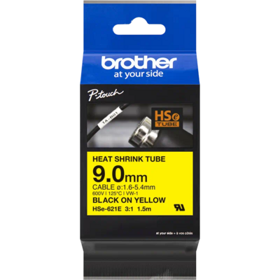 Brother szalag HSE-621E, Sárga alapon fekete, Zsugorcső, 9mm, 1,5m