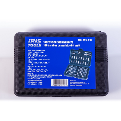 IRIS TOOLS BS-100-009 100 darabos csavarhúzó bit szett