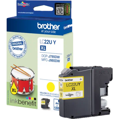 Brother LC-22UY INK CARTRIDGE YELLOW F/MFC-J985DW 1200 PGS STD 24711