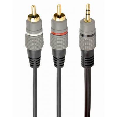 Gembird CCA-352-5M 3.5 mm stereo plug to 2xRCA plugs gold-plated connectors 5m cable Black
