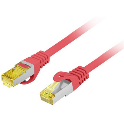 Lanberg Patch kábel CAT.6a S/FTP LSZH 0.25m piros, réz