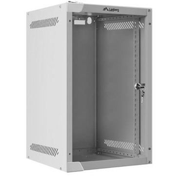 Lanberg 10" fali rack szekrény 9U/280X310, üvegajtó, lapraszerelt, szürke