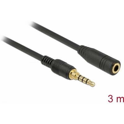 DeLock Stereo Jack 3,5mm Extension male/famale cable 3m Black