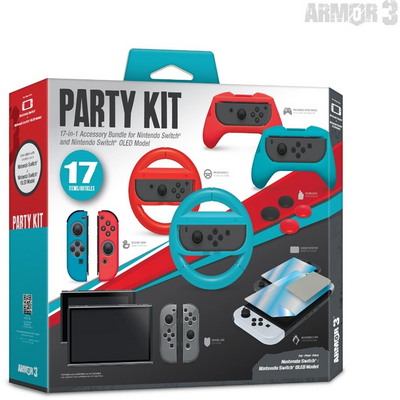 ARMOR3 Nintendo Switch/OLED Party csomag (Üvegfólia + Thumb Grips + Szilikon tokok)