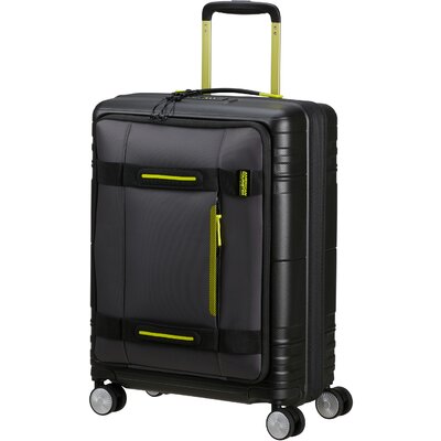 American Tourister HELLO CABIN Spinner 55/20 Exp Coated fekete/lime kabinbőrönd