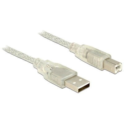 DELOCK kábel USB 2.0 Type-A male > USB 2.0 Type-B male 1m átlátszó