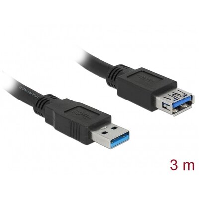 DELOCK kábel USB 3.0 Type-A male / female hosszabbító 3m fekete