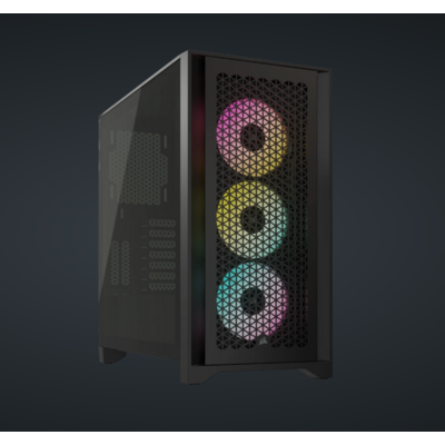 CORSAIR Ház iCUE 4000D RGB AIRFLOW, 3xAF120 RGB ELITE Ventillátorral + Kontroller, Tápegység nélkül, Edzett Üveg, fekete