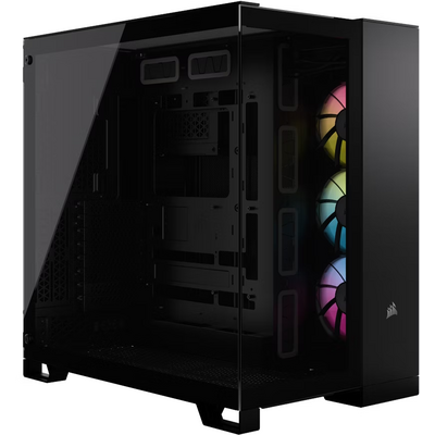 CORSAIR Ház iCUE LINK 6500X RGB, 3x iCUE LINK RX120 RGB Ventilátor, Tápegység nélkül, Edzett Üveg, fekete