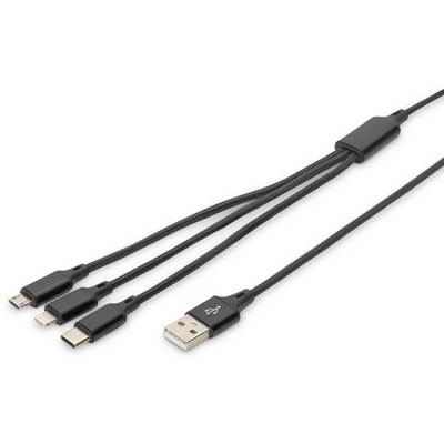 Assmann 3-IN-1 CHARGER CABLE USB A-LIGHTNING+MICRO B+TYPE-C1M