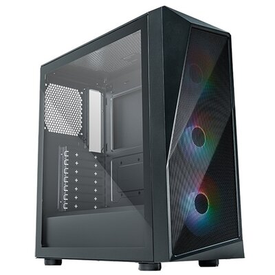 COOLER MASTER Ház, Mid Tower ATX CMP 520, 3x ARGB Ventilátor +HUB, Tápegység nélkül, Üvegfalú, fekete