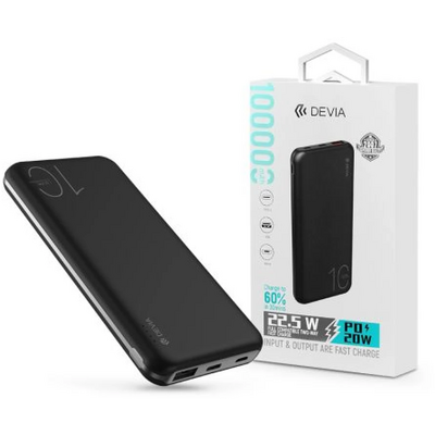 Devia ST354441 Smart Series 22.5W - USB + Type-C + microUSB + PD 10.000 mAh fekete power bank