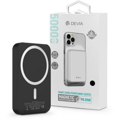 Devia ST362590 Kintone Series V2 20W Lightning + Type-C 5000 mAh MagSafe fekete power bank