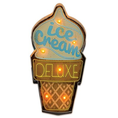 FOREVER LIGHT RETRO metál LED dekorációs lámpa ICE CREAM USB, 5V, falra akasztható