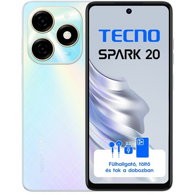 Tecno Spark 20 6,56" LTE 8/256GB DualSIM Cyber White okostelefon