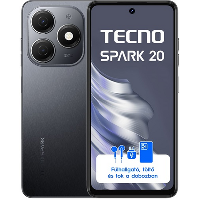 Tecno Spark 20 6,56" LTE 8/256GB DualSIM Gravity Black okostelefon