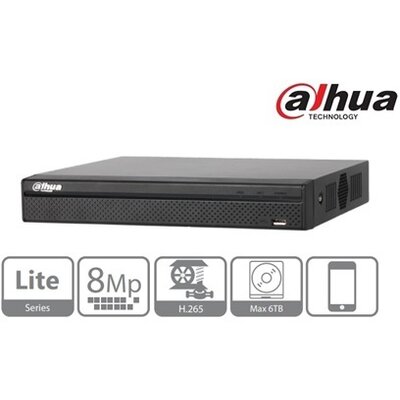 Dahua NVR2108HS-8P-4KS2 8 csatorna/H265/80Mbps rögzítés/1x Sata/8x PoE hálózati rögzítő(NVR)