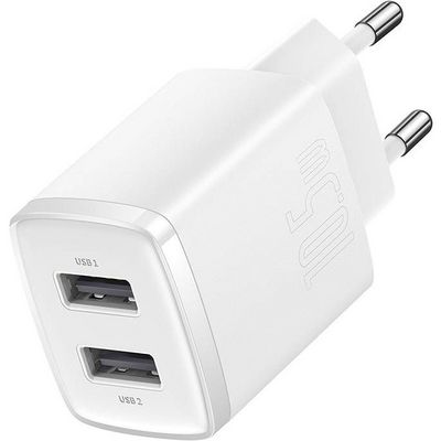 Baseus CCXJ010202 Compact 10,5W 2xUSB fehér gyorstöltő