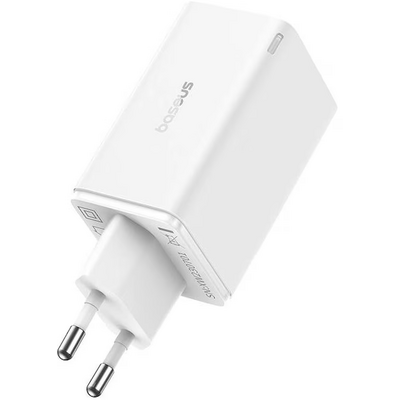 Baseus P10162705212-00 GaN6 Pro 100W EU fehér gyorstöltő adapter 1m USB Type-C - Type-C kábellel