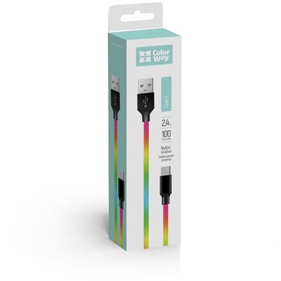 COLORWAY Kábel, USB Type-C (multicolor) 2.4A 1m (CW-CBUC018-MC)