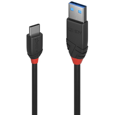 Lindy 1.5m USB 3.2 Type A to C Cable 3A, Black Line