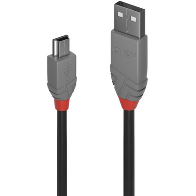 Lindy 1m USB 2.0 Type A to Mini-B Cable, Anthra Line