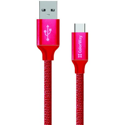 COLORWAY Kábel USB - Type-C 2,1 A, 1 m, piros (CW-CBUC003-RD)