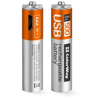 COLORWAY AAA elem, CW-UBAAA-01 Rechargeable Battery micro USB 400 mAh 1.5V (2pcs.)