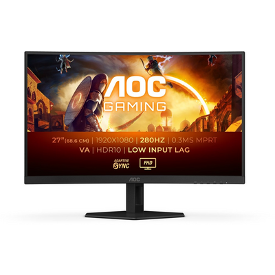 AOC Ívelt Gaming 280Hz monitor 27" C27G4ZXE, 1920x1080, 16:9, 300cd/m2, 0,3ms, 2xHDMI/DisplayPort, HDR10