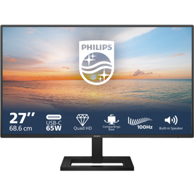 PHILIPS IPS monitor 27" 27E1N1600AE, 2560x1440, 16:9, 350cd/m2, 4ms, HDMI/2xUSB/USB-C, hangszóró, 100Hz, áll. mag.