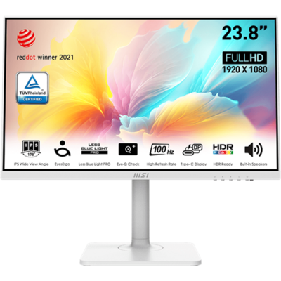 MSI Monitor Business Modern MD2412PW 23,8" FHD, 1920x1080, IPS, 100Hz, 1000:1 CR, 300cd/m2, 1ms, HDMI, USB-C, White