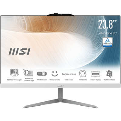 MSI Business AIO Modern AM242 12M-1079XHU, 23,8" FHD, i5-1235U, 8GB, 512GB M.2, INT, NoOS, White