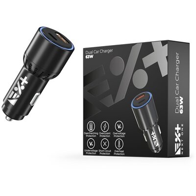 NextOne 63W-CAR-CHR-DUAL 63W fekete dual autós töltő