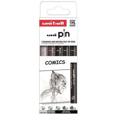 Uni Pin Comics 5 darabos rajzmarker készlet