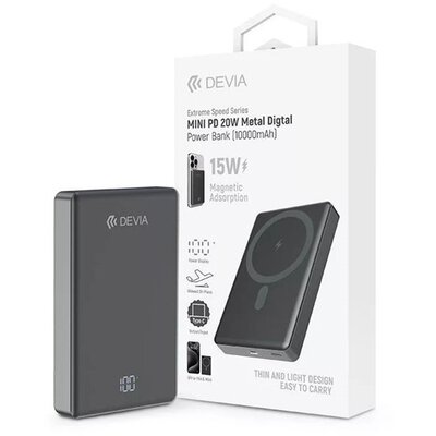 Devia ST107939 Extreme Speed Series Mini Metal Digital PD 20W 10.000 mAh szürke powerbank